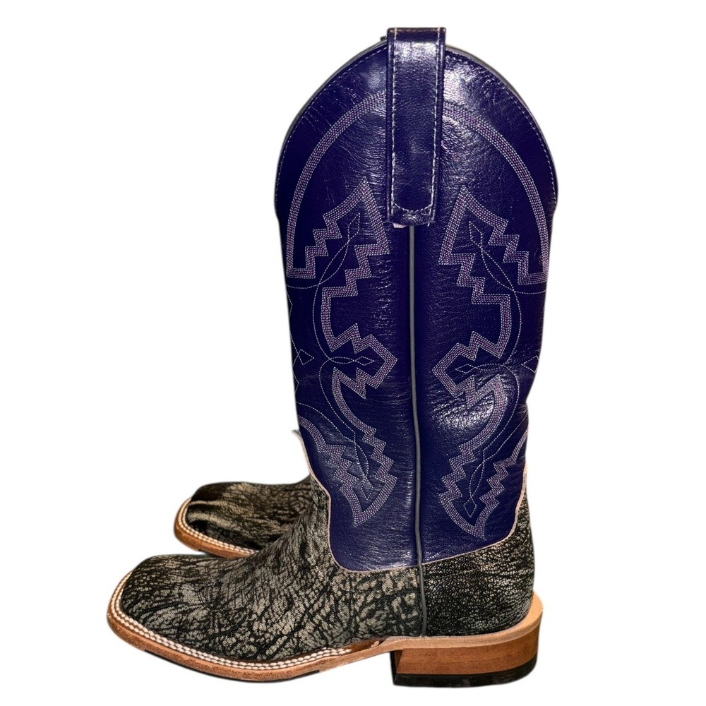 Anderson Bean Women Purple Leather Western Cowboy Boots Square Toe